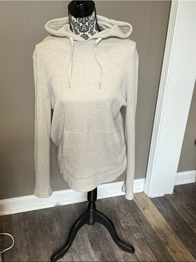RAINFOREST Cream Waffle-Knit Hoodie Pullover Size L